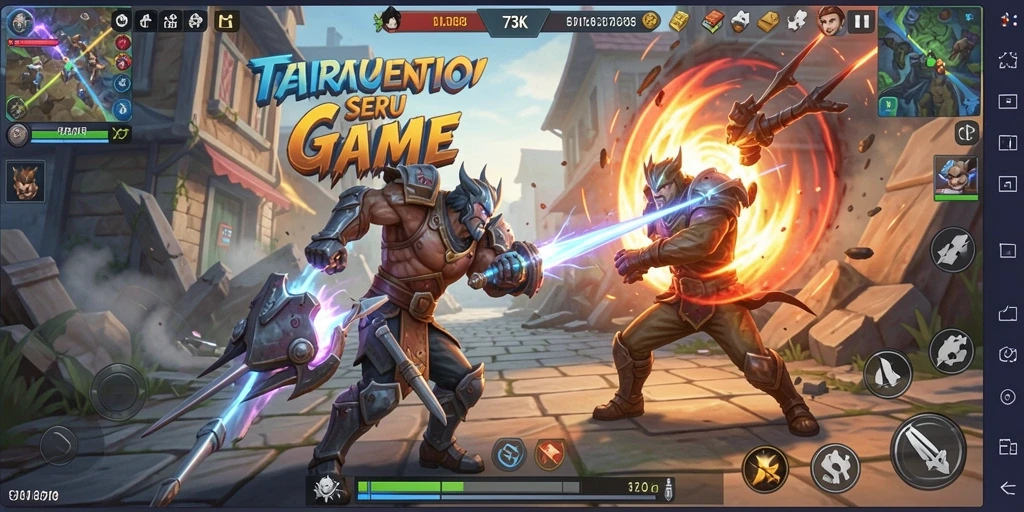 Screenshot 73K menampilkan karakter beraksi dalam pertarungan mendebarkan.