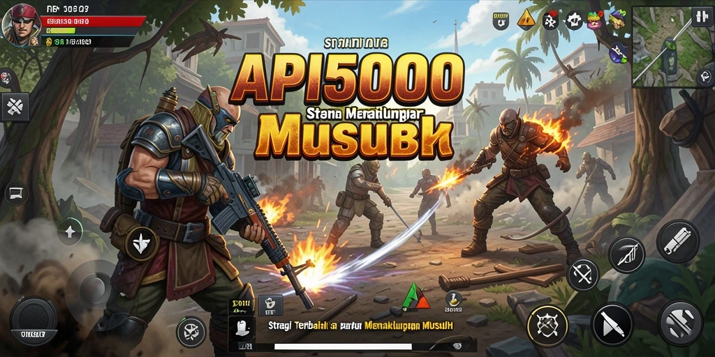 Screenshot utama menunjukkan aksi strategi epik dalam API5000.