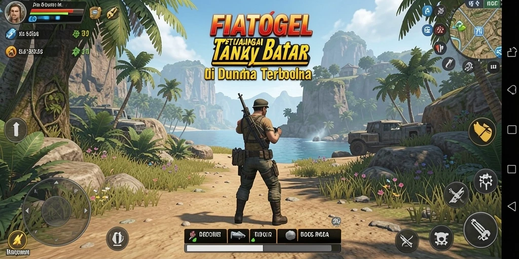 Tangkapan layar gameplay FIATOGEL menampilkan pemandangan luas dan petualangan seru.