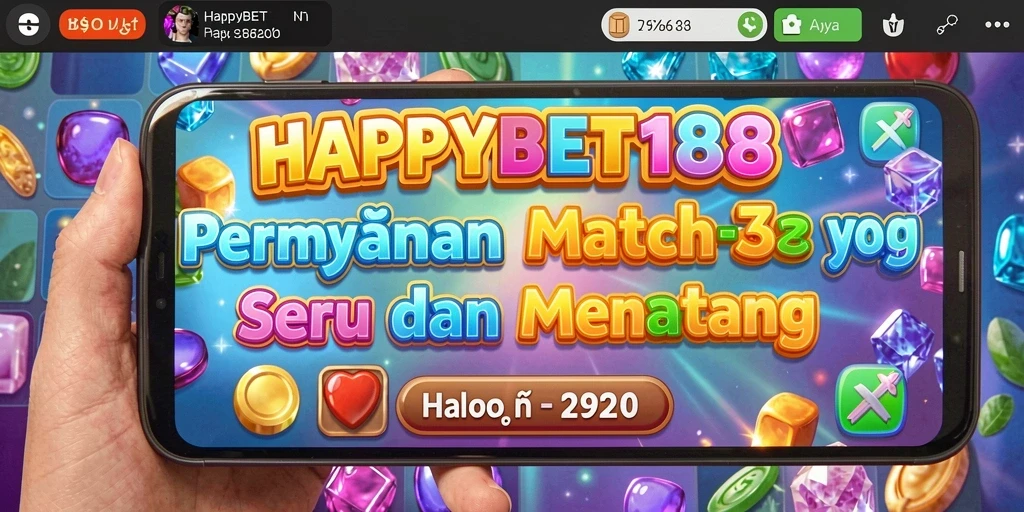 Tampilan gameplay seru dari game Match-3 HAPPYBET188.