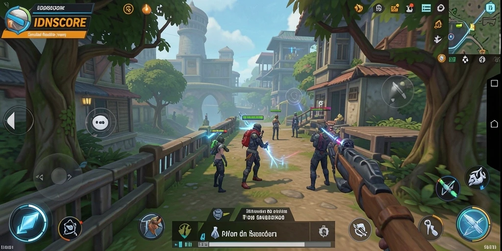 Screenshot IDNSCORE menunjukkan gameplay simulasi yang mendalam dan interaktif.
