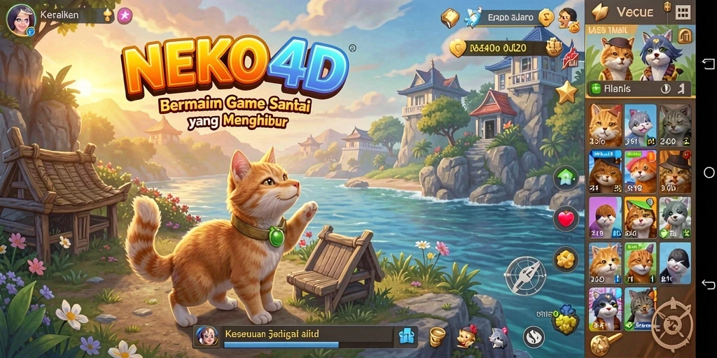 Tampilan gameplay NEKO4D yang penuh warna dan menarik.