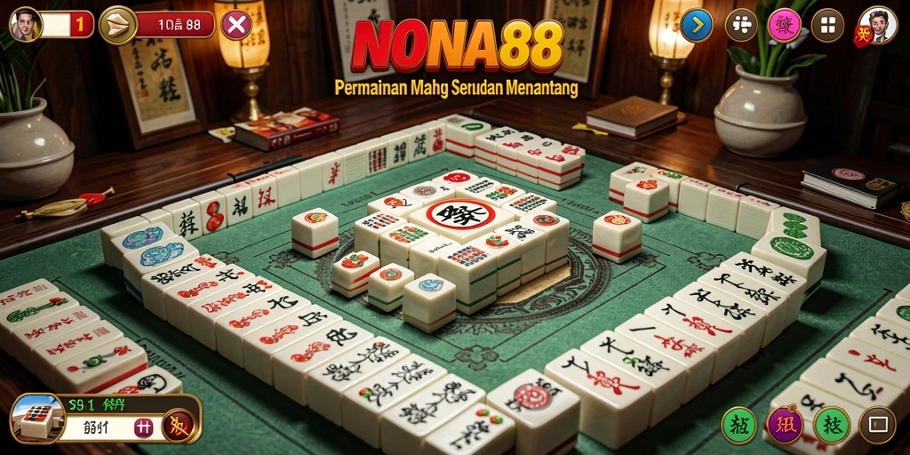 Screenshot gameplay NONA88 menampilkan momen menegangkan dalam permainan Mahjong.