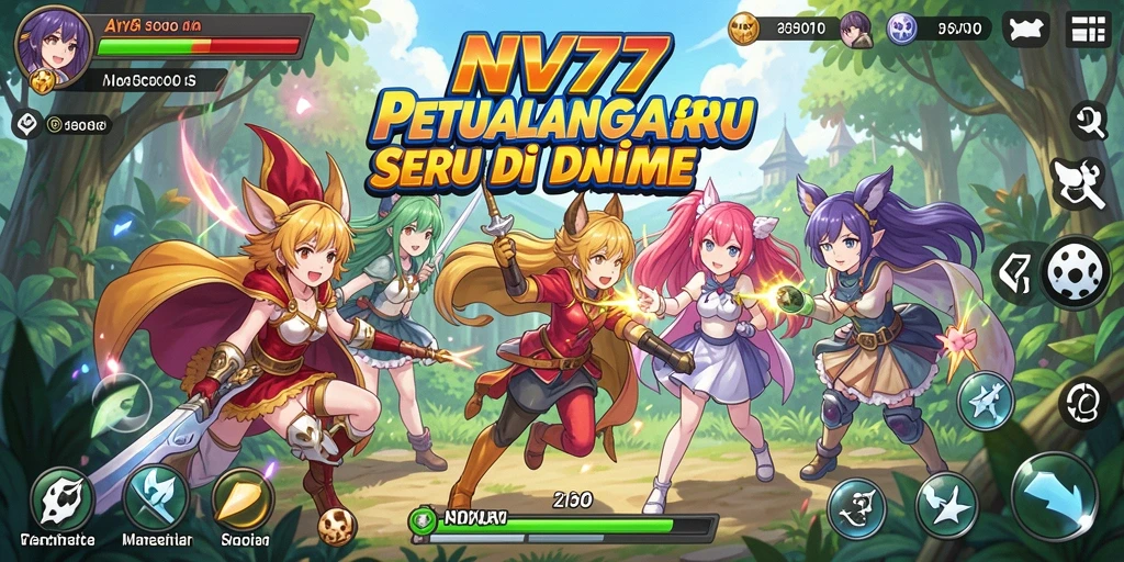 Tampilan gameplay seru dari NV77 dengan karakter anime.