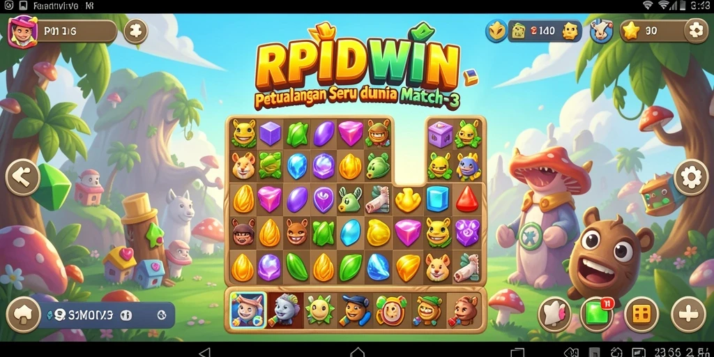 Tampilan gameplay RPIDWIN yang menarik dalam genre Match-3.