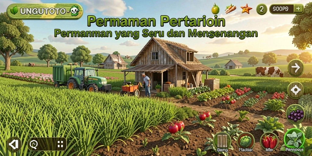Screenshot menunjukkan aktivitas bertani dan mengelola ladang yang menarik dalam UNGUTOTO.